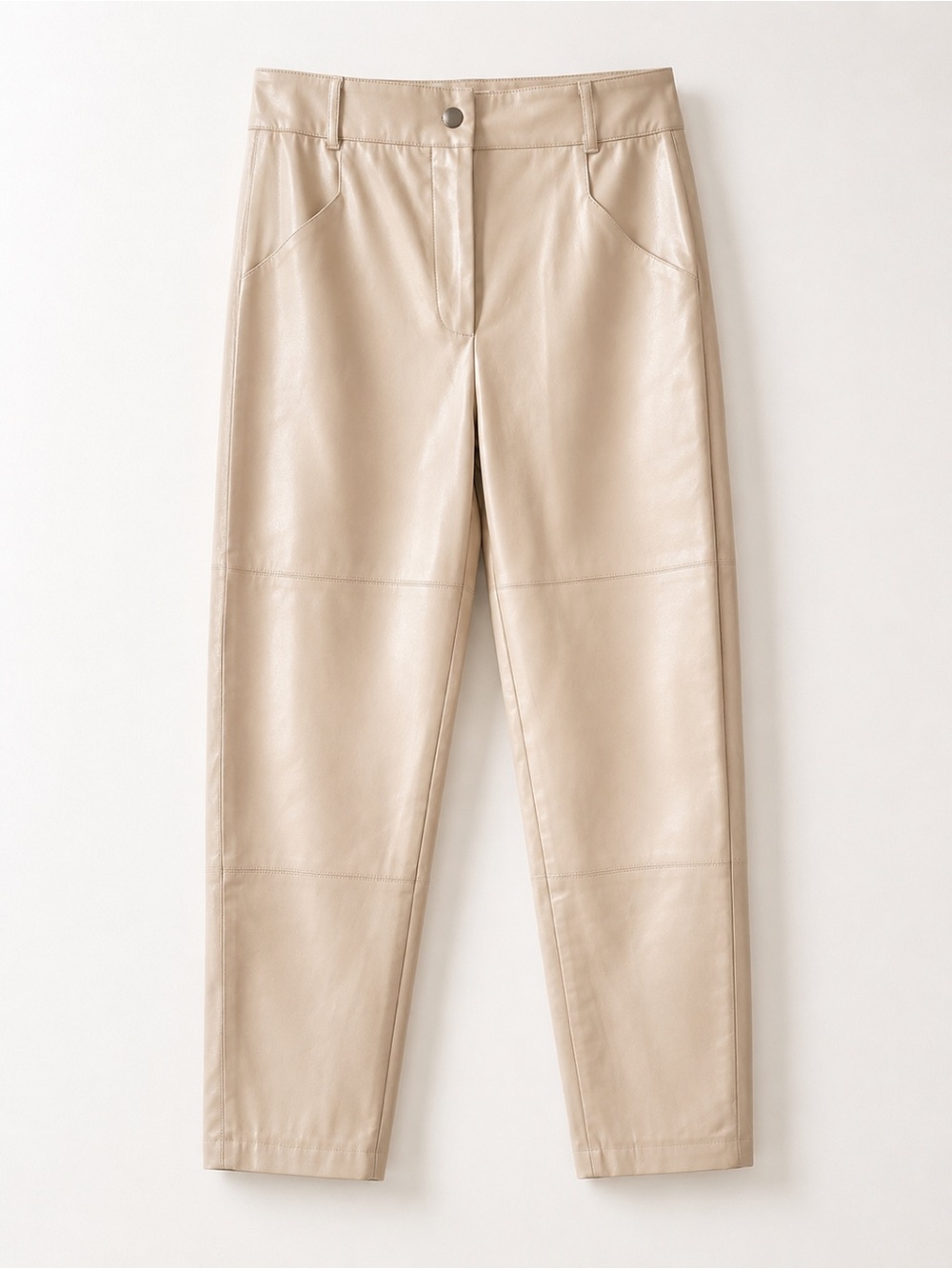 ESQUALO Straight-Leg Faux Leather Pants in Light Beige